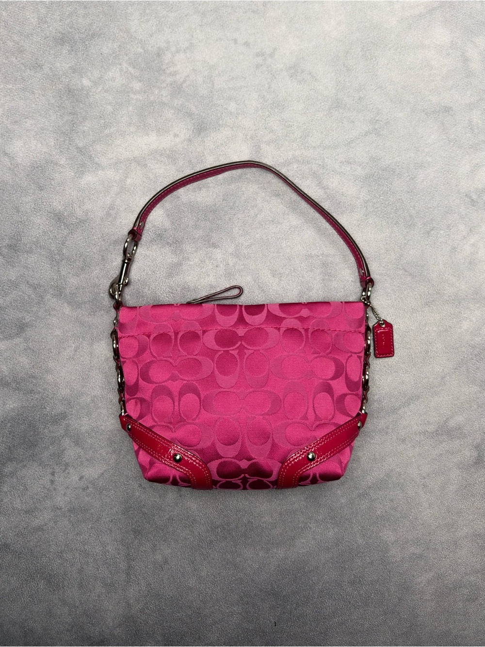 Coach 2010 Carly F44143 Fuchsia Pink Monogram Signature Jacquard Y2K Bag